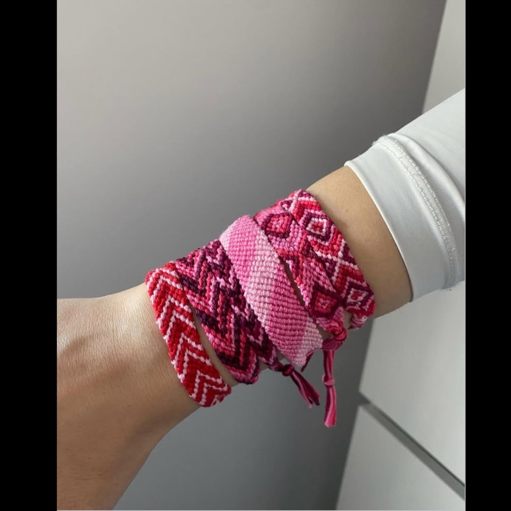 Pink and Red Zigzag Friendship Bracelet